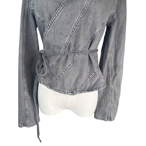 2/$30 ZARA Small Gray Wrap Style Denim Jacket - Picture 11 of 16